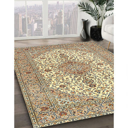 Traditional Sienna Brown Persian Rug in Family Room, tr3545