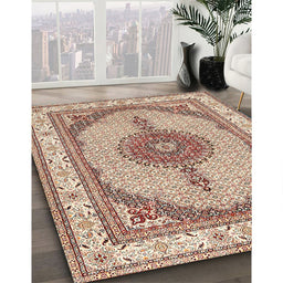 Traditional Deep Peach Orange Persian Rug in Family Room, tr3546