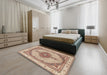 Traditional Deep Peach Orange Persian Rug in a Bedroom, tr3546