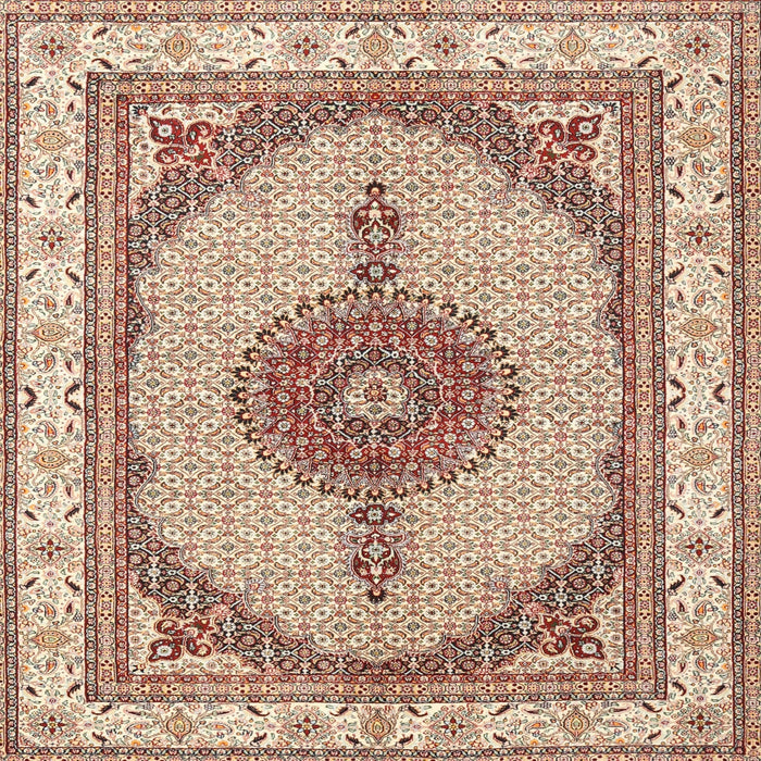 Round Machine Washable Traditional Deep Peach Orange Rug, wshtr3546