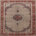 Round Machine Washable Traditional Light French Beige Brown Rug, wshtr3548