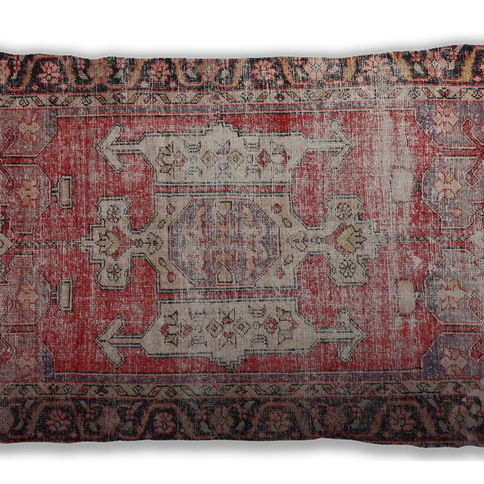 Traditional Classic Rectangular Brown Red Lumbar Throw Pillow, 13 inch by 19 inch, lbtr3549