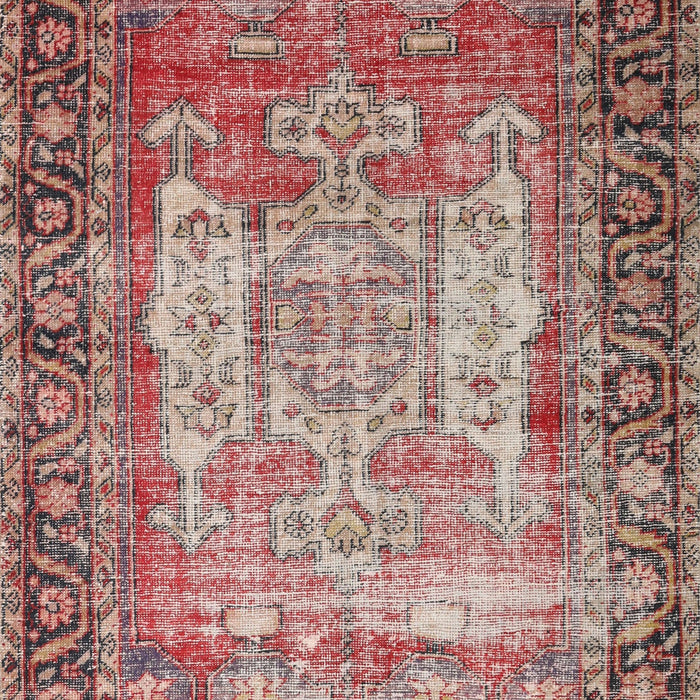 Machine Washable Traditional Brown Red Rug, wshtr3549