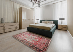 Traditional Brown Red Persian Rug in a Bedroom, tr3549