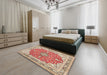 Machine Washable Traditional Khaki Gold Rug in a Bedroom, wshtr354