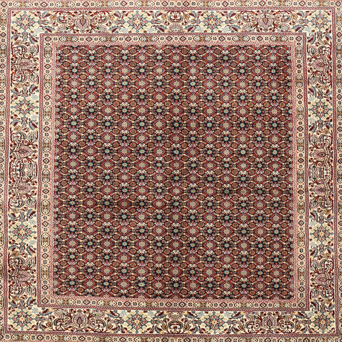 Round Machine Washable Traditional Saffron Red Rug, wshtr3550