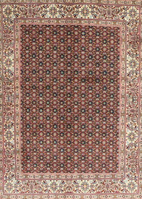 Machine Washable Traditional Saffron Red Rug, wshtr3550