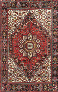 Machine Washable Traditional Saffron Red Rug, wshtr3551