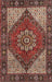 Machine Washable Traditional Saffron Red Rug, wshtr3551