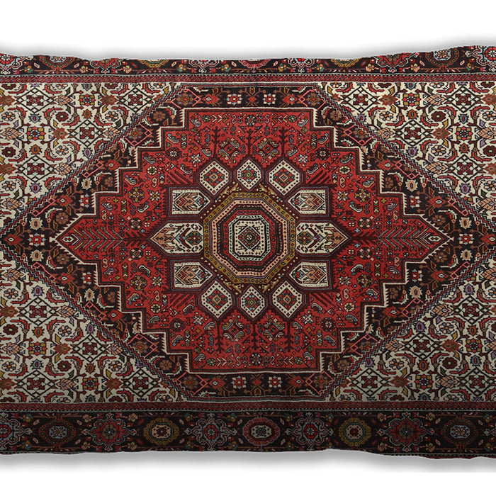 Traditional Classic Rectangular Saffron Red Lumbar Throw Pillow, 13 inch by 19 inch, lbtr3551