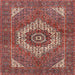 Round Machine Washable Traditional Tomato Red Rug, wshtr3552