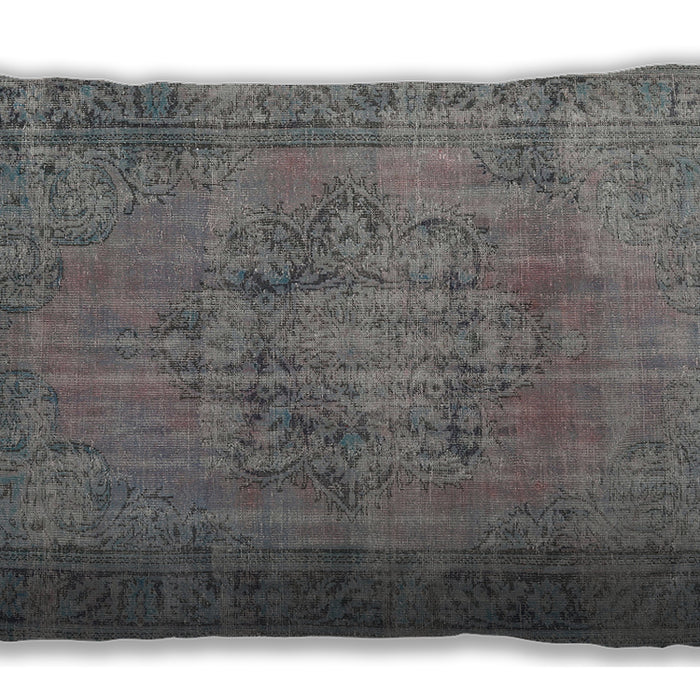 Traditional Classic Rectangular Dark Gray Lumbar Throw Pillow, 13 inch by 19 inch, lbtr3553