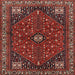 Round Machine Washable Traditional Tomato Red Rug, wshtr3554