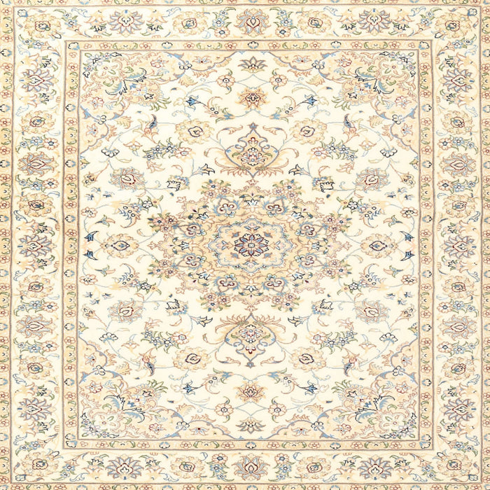 Round Machine Washable Traditional Parchment Beige Rug, wshtr3555