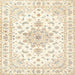 Round Machine Washable Traditional Parchment Beige Rug, wshtr3555