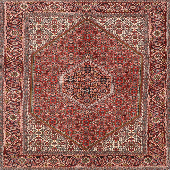 Round Machine Washable Traditional Tomato Red Rug, wshtr3558
