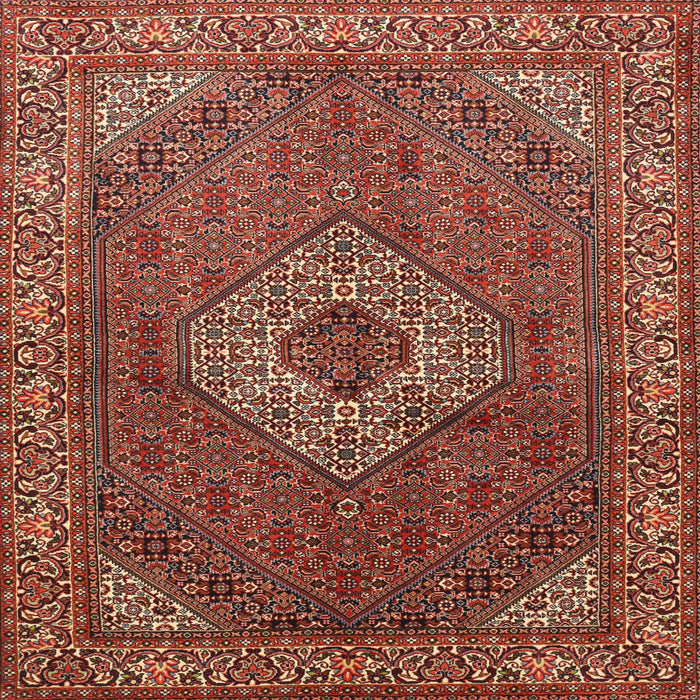 Square Traditional Copper Red Pink Medallion Rug, tr3559