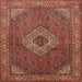 Round Machine Washable Traditional Copper Red Pink Rug, wshtr3559