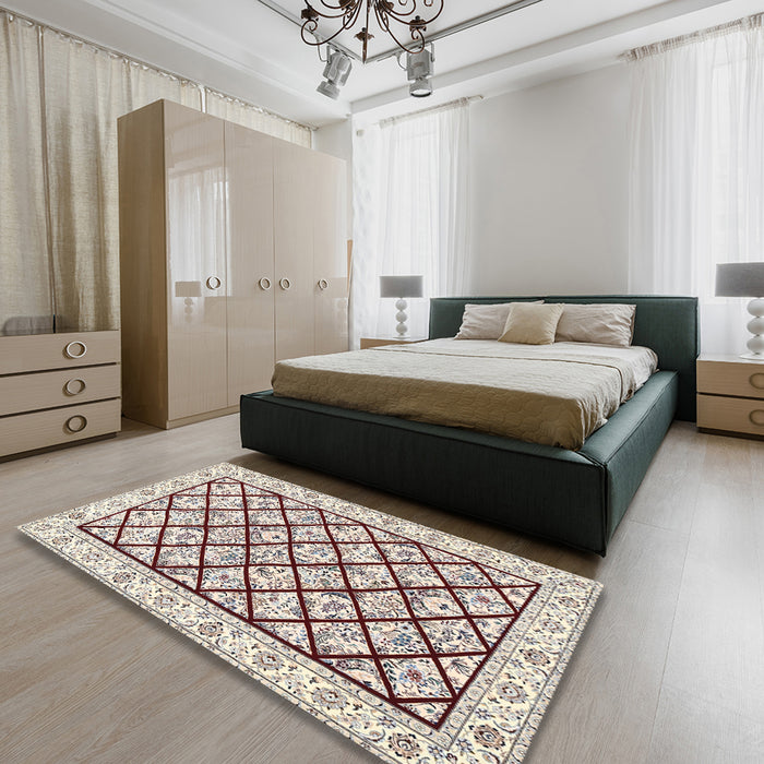 Traditional Gold Persian Rug in a Bedroom, tr355
