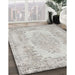 Traditional Dark White Beige Persian Rug in Family Room, tr3561