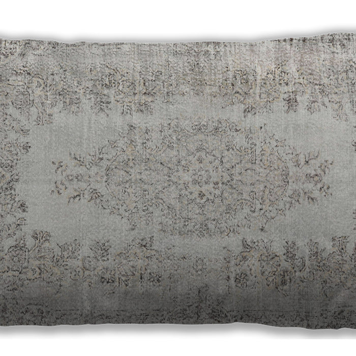 Traditional Classic Rectangular Dark White Beige Lumbar Throw Pillow, 13 inch by 19 inch, lbtr3561