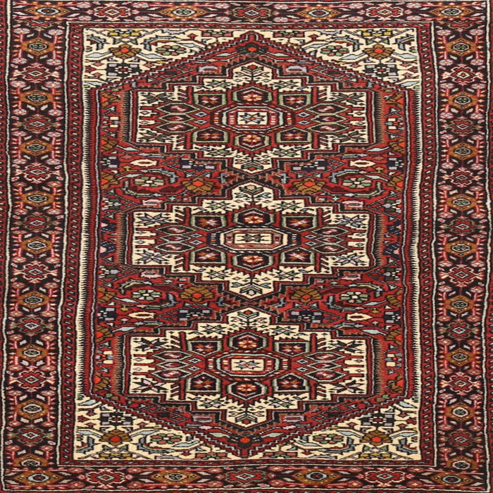 Square Traditional Saffron Red Persian Rug, tr3563
