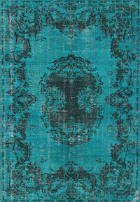 Machine Washable Traditional DarkTurquoise Green Rug, wshtr3565