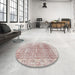 Round Traditional Rose Gold Pink Persian Rug in a Office, tr3568