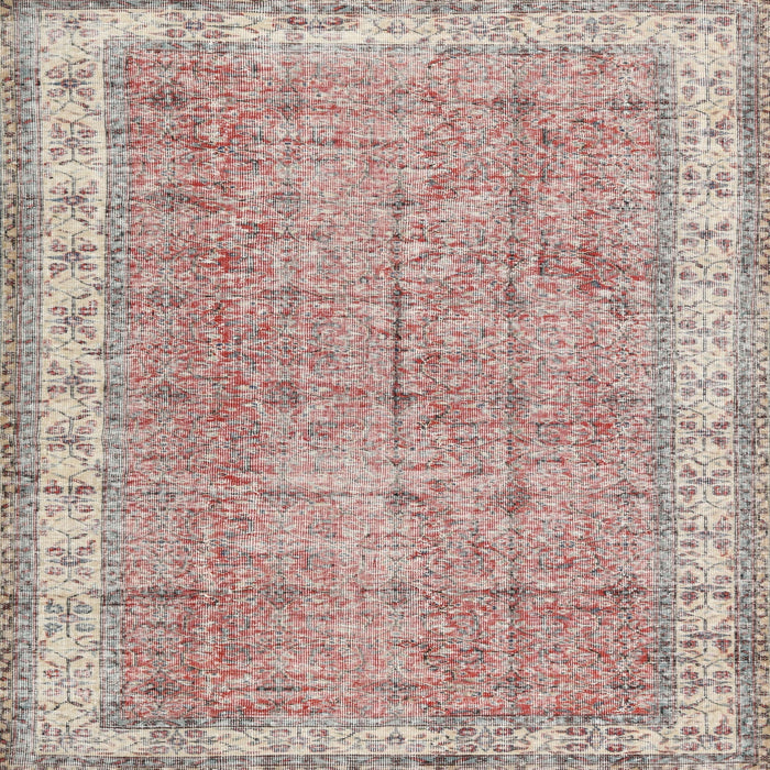Square Traditional Orange Salmon Pink Persian Rug, tr3572