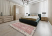 Traditional Orange Salmon Pink Persian Rug in a Bedroom, tr3572