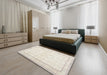 Machine Washable Traditional Champagne Beige Rug in a Bedroom, wshtr3579