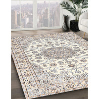 Traditional Champagne Beige Medallion Rug, tr357