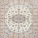 Round Machine Washable Traditional Champagne Beige Rug, wshtr357