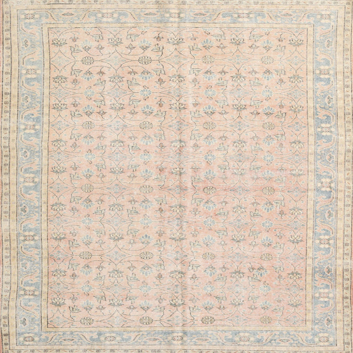 Square Traditional Light Orange Gold Persian Rug, tr3585