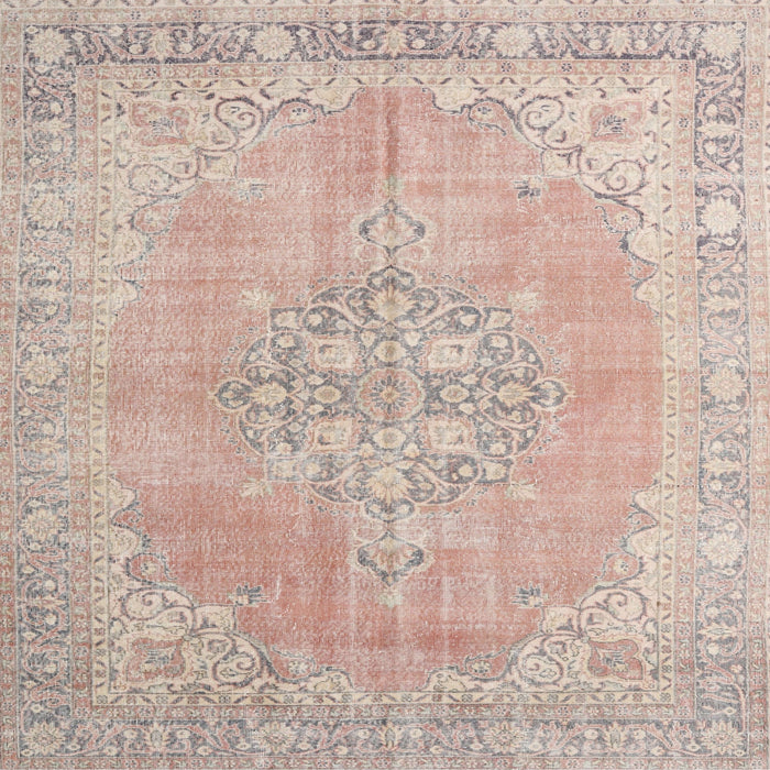 Square Traditional Light Copper Gold Medallion Rug, tr3586