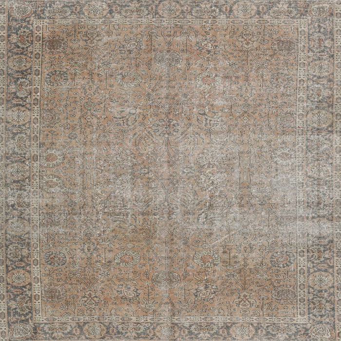 Round Machine Washable Traditional Light French Beige Brown Rug, wshtr3587