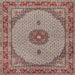 Square Traditional Tan Brown Medallion Rug, tr3590