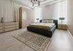 Traditional Dark Brown Persian Rug in a Bedroom, tr3591