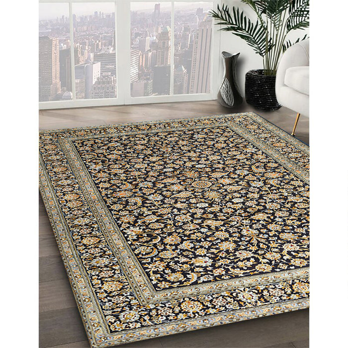Machine Washable Traditional Dark Brown Rug in a Family Room, wshtr3591