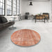 Round Machine Washable Traditional Light Salmon Rose Pink Rug in a Office, wshtr3592