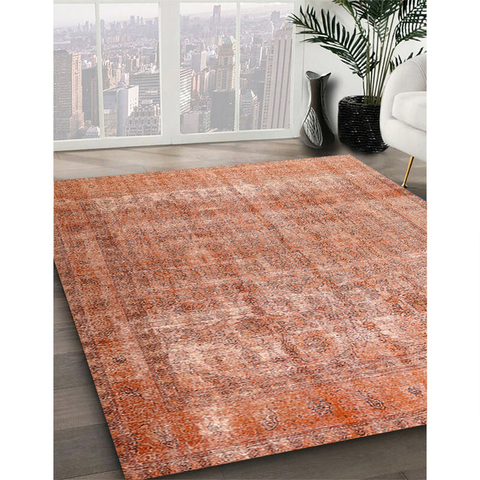 Traditional Light Salmon Rose Pink Persian Rug in Family Room, tr3592
