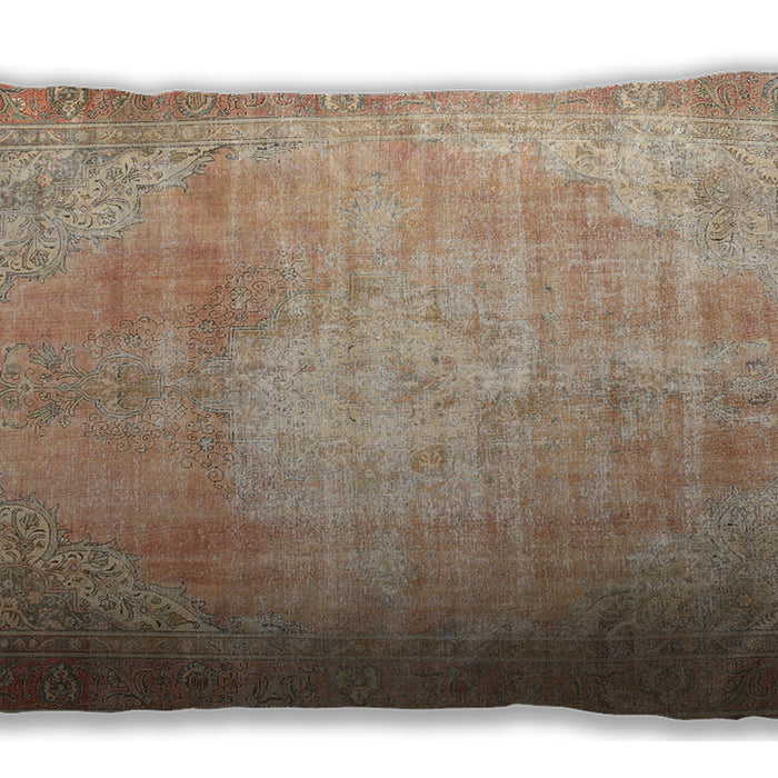 Traditional Classic Rectangular Orange Brown Lumbar Throw Pillow, 13 inch by 19 inch, lbtr3594