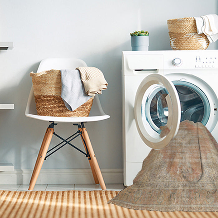 Machine Washable Traditional Orange Brown Rug in a Washing Machine, wshtr3594
