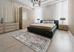 Machine Washable Traditional Pale Silver Gray Rug in a Bedroom, wshtr3595