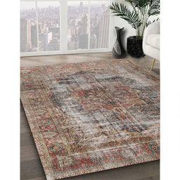Traditional Sienna Brown Persian Rug in Family Room, tr3596