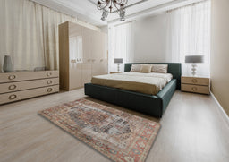 Traditional Sienna Brown Persian Rug in a Bedroom, tr3596