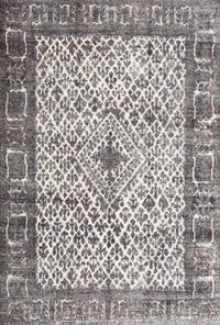 Machine Washable Traditional Carbon Gray Rug, wshtr3597