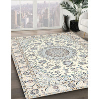 Traditional Blanched Almond Beige Medallion Rug, tr359