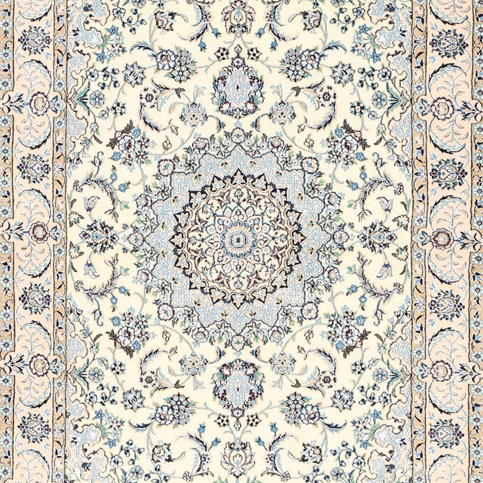 Traditional Blanched Almond Beige Medallion Rug, tr359
