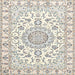 Square Traditional Blanched Almond Beige Medallion Rug, tr359